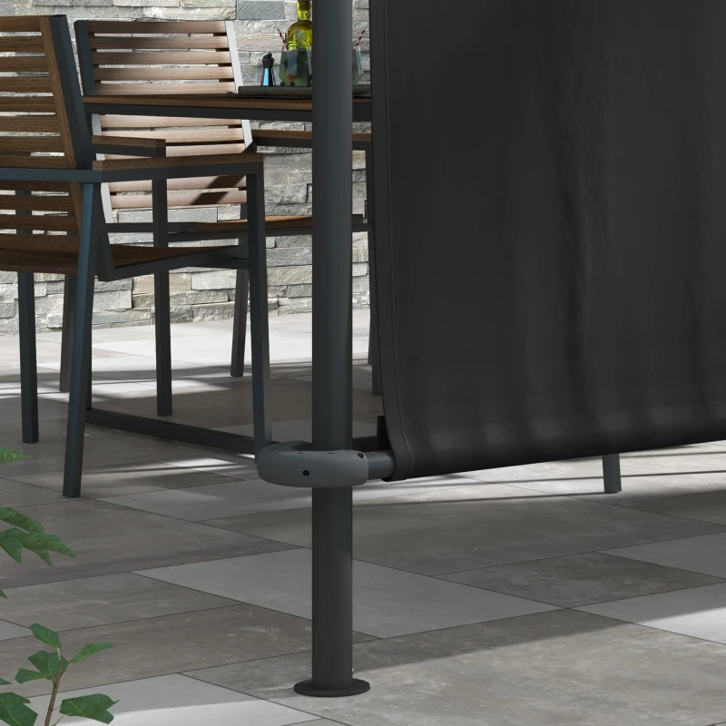 Outsunny Pergola Inclinata de 3 x 4m cu Copertina Retractabila si Manivela Manuala, Foisor de Gradina Montat pe Perete