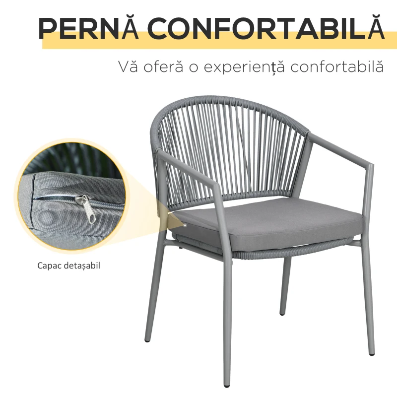 Outsunny Set Bistro din Ratan pentru Exterior, 3 Piese