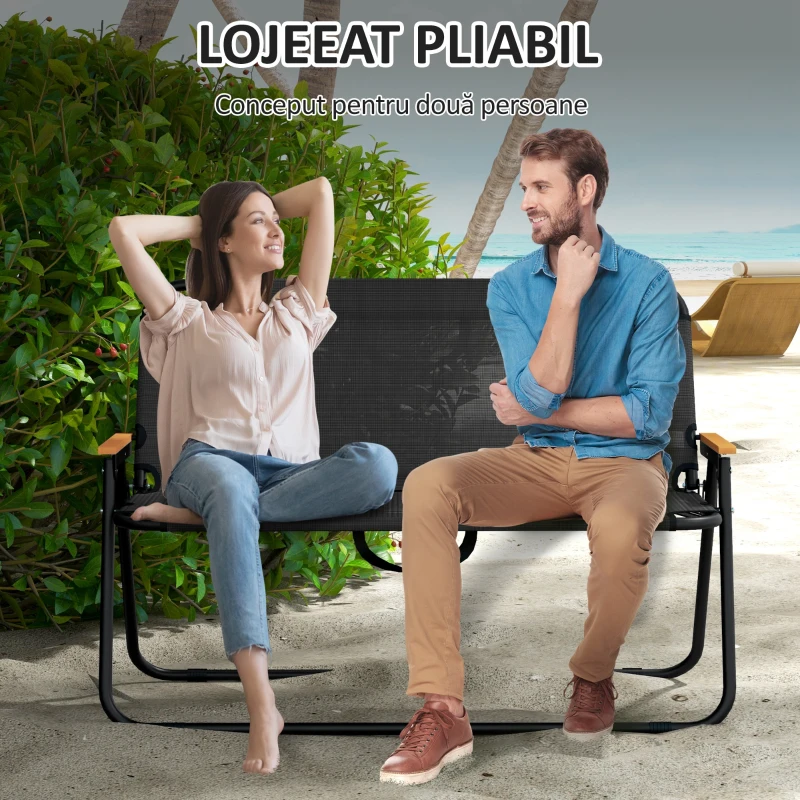 Outsunny Scaun Pliabil pentru 2 Persoane, Canapea de Exterior
