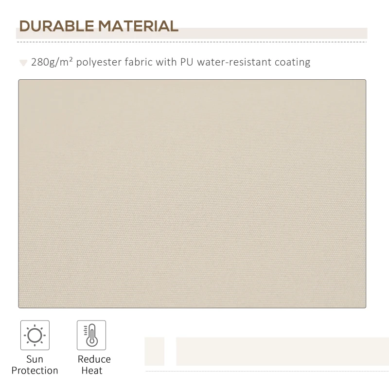 Outsunny Copertină Rabatabilă Exterior, Copertină Extensibilă, Copertină Tip Roll-Up cu Deschidere Manivelă, 350x250 cm, Crem