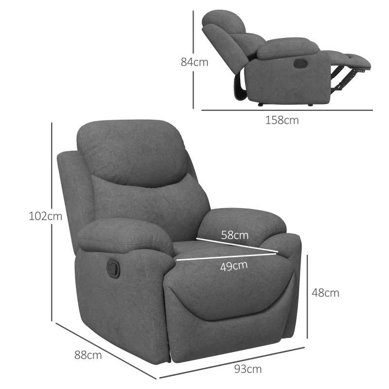 HOMCOM Relaxstoel, TV-stoel met ligfunctie en stoffen bekleding(m-3)