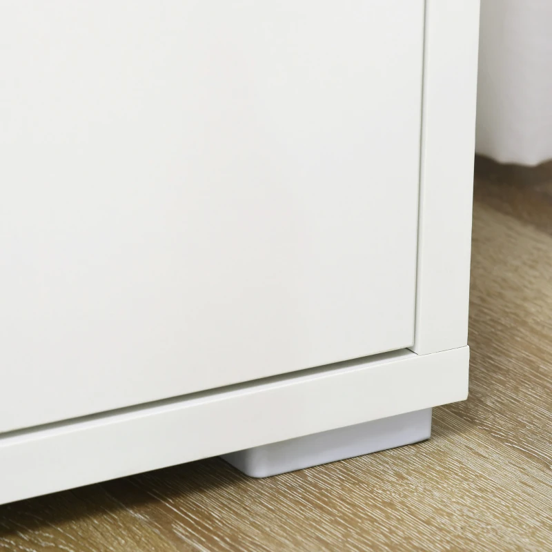 Homcom Bufet Alb – Dulap Usi Duble & Raft Reglabil pentru Depozitare