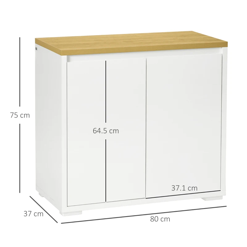 Homcom Bufet Alb – Dulap Usi Duble & Raft Reglabil pentru Depozitare
