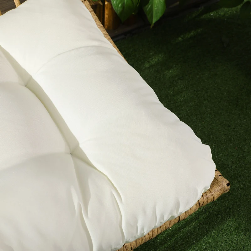 Outsunny Fotel Ogrodowy, Obrotowy, Wiklinowy z Plecionki z Kunstrattanu, Rama Aluminiowa, Poduszki na Siedzisko, naturalny + beżowy, 65 x 70 x 66 cm