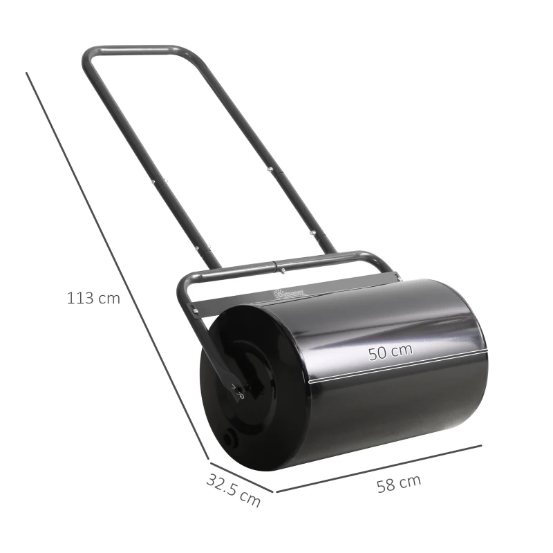 DURHAND Rola de Gradina Ø32 x 50L cm, Metal Negru, Rezervor pana la 38 L