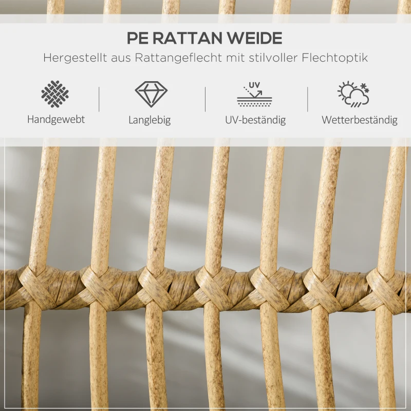 Outsunny Fotel Ogrodowy, Obrotowy, Wiklinowy z Plecionki z Kunstrattanu, Rama Aluminiowa, Poduszki na Siedzisko, naturalny + beżowy, 65 x 70 x 66 cm