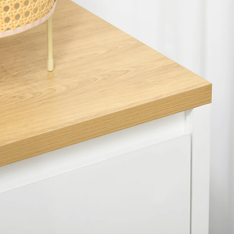 Homcom Bufet Alb – Dulap Usi Duble & Raft Reglabil pentru Depozitare