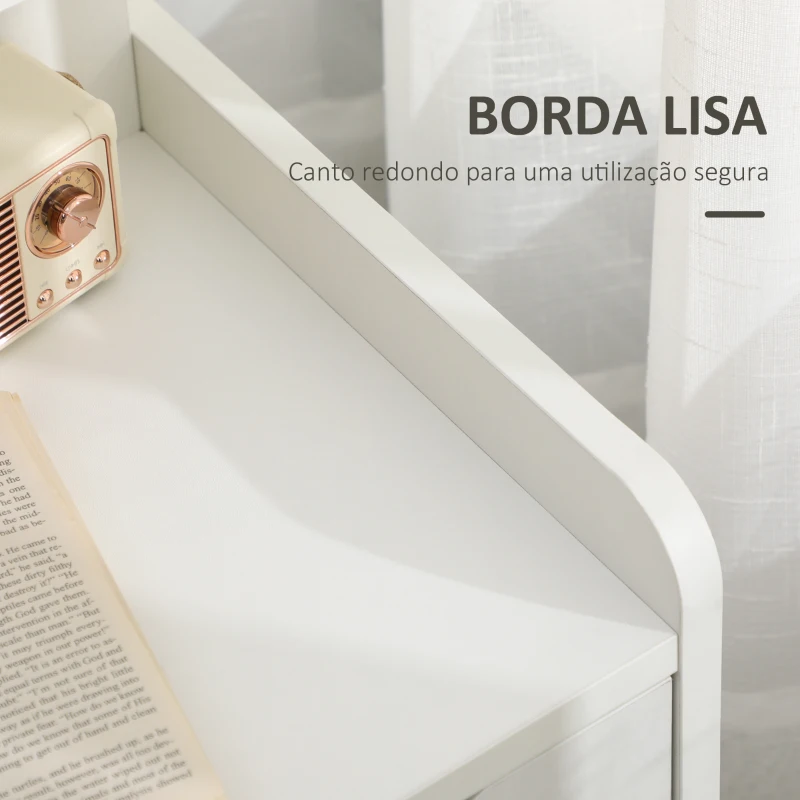 HOMCOM Mesa de Cabeceira Moderna com 2 Gavetas e 3 Compartimentos para Sala de Estar Quarto Carga 30 kg 40x30x60 cm Branco