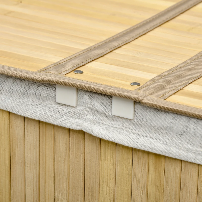 HOMCOM Kosz na bieliznę 100L z wyjmowaną ławą do prania 62,5 cm x 37 cm x 60,5 cm Naturalny + Biały