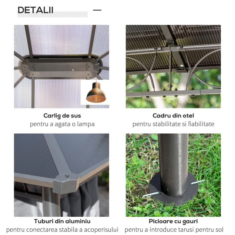 Foisor Gradina 3,6×3 m – Policarbonat Anti-UV & Pereti Laterali