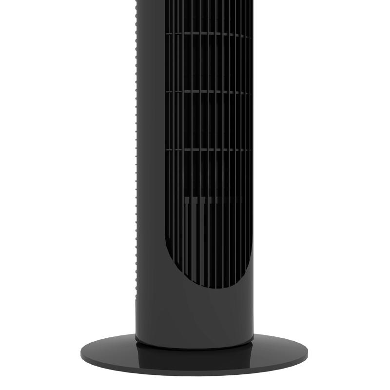 HOMCOM Ventoinha de Coluna 45W Ventoinha de Coluna Silenciosa com 3 Velocidades e Oscilação 70° para Sala Quarto Ø27x75 cm Preto