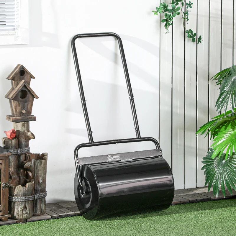 DURHAND Rola de Gradina Ø32 x 50L cm, Metal Negru, Rezervor pana la 38 L
