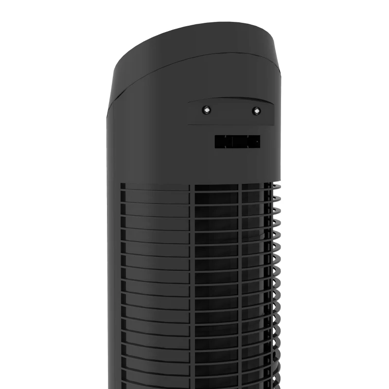 HOMCOM Ventoinha de Coluna 45W Ventoinha de Coluna Silenciosa com 3 Velocidades e Oscilação 70° para Sala Quarto Ø27x75 cm Preto