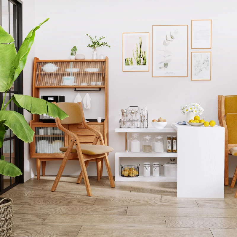 HOMCOM 360° Rotating L-Shaped Corner Computer Desk Home Office Writing Table Swivel Workstation with Storage Shelf, White