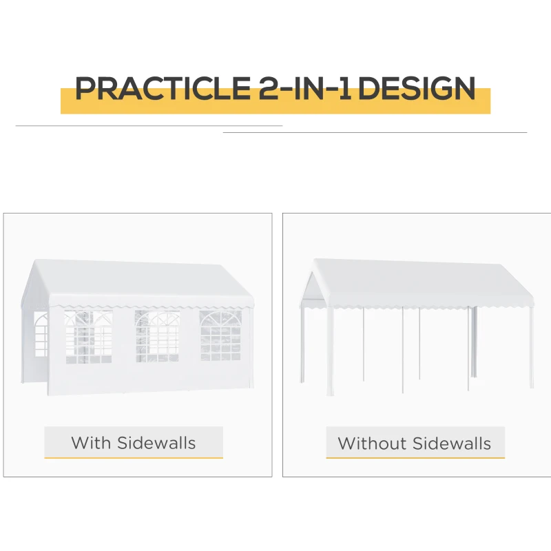 Outsunny Foisor pentru Exterior, Marchiza pentru Petreceri, Nunta si Cadru din Otel, 6 x 4 m