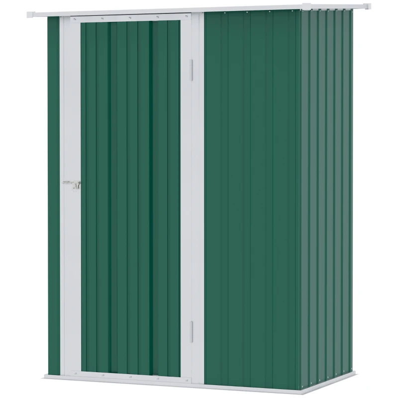 Outsunny 5ft x 3ft Garden Storage Shed, Outdoor Metal Shed with Sloped Roof, Lockable Door for Tools, Equipment, Green