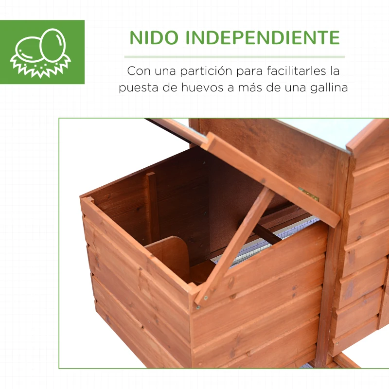 PawHut Gallinero Corral de Madera para Exteriores Jaula para Gallinas Pollos con Bandeja Extraíble Caja de Huevo Resistente al Agua 190x66x116 cm