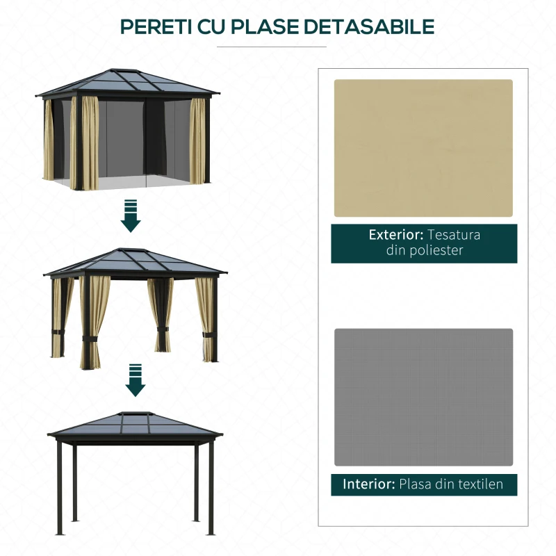 Outsunny Pavilion Lux 300×360×265 cm – Cort Gradina din Aluminiu