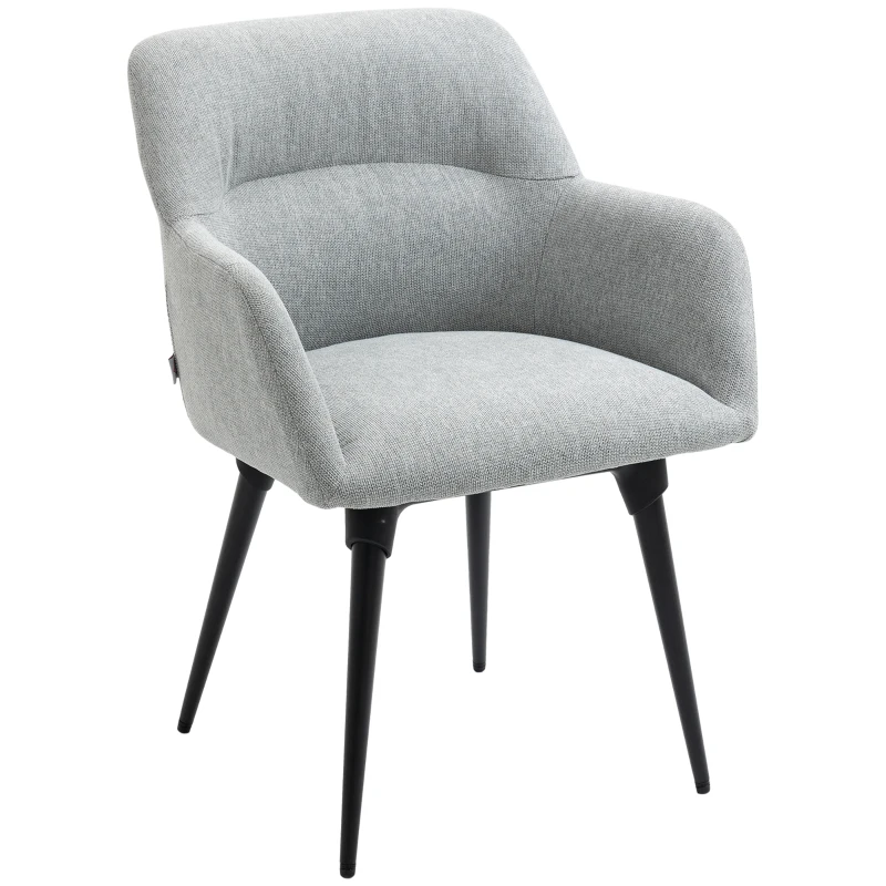 HOMCOM Butaca de Salón Sillón Tapizado en Lino Sintético con Reposabrazos y Patas de Acero 59,5x59,5x78,5 cm Gris