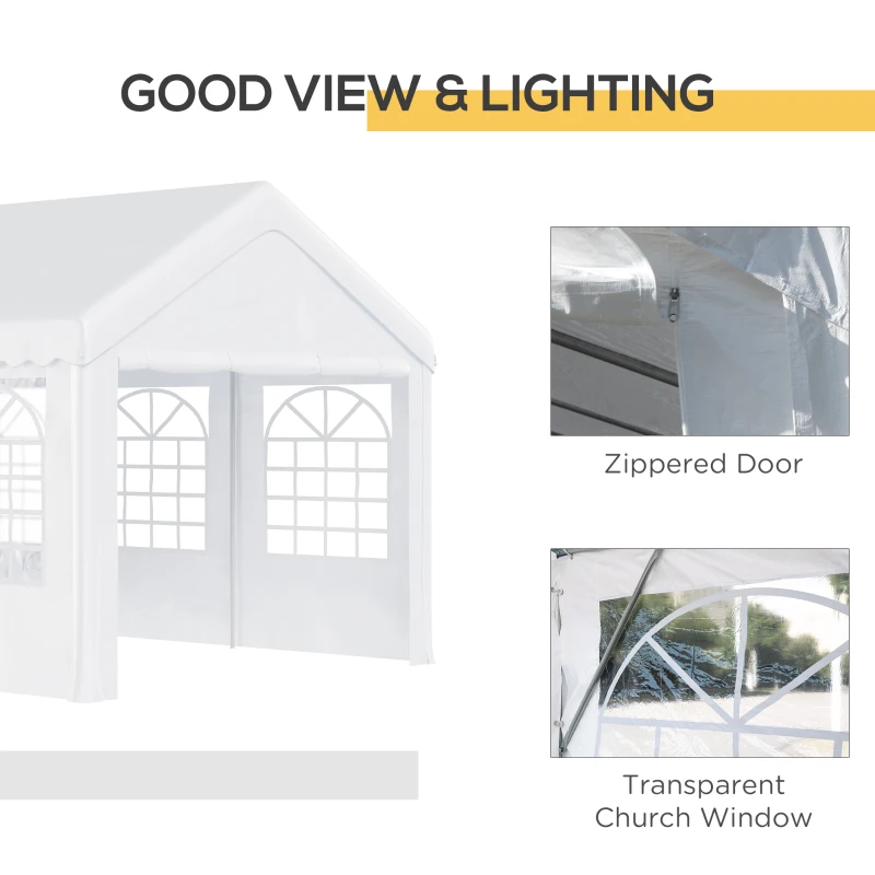 Outsunny Foisor pentru Exterior, Marchiza pentru Petreceri, Nunta si Cadru din Otel, 6 x 4 m