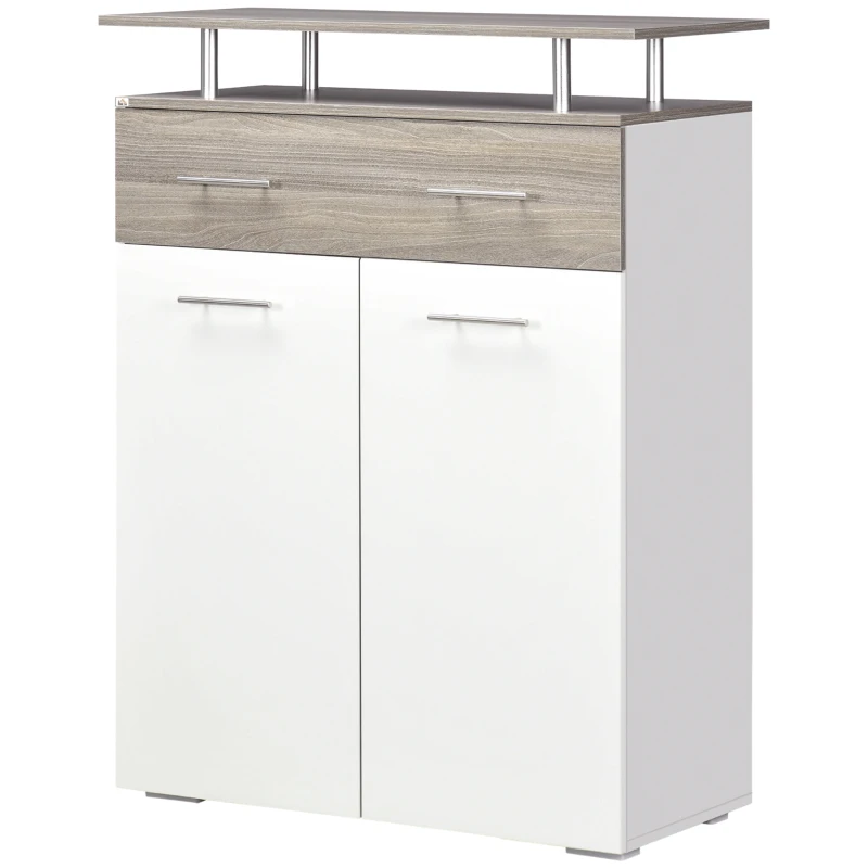 HOMCOM Aparador con Cajón 2 Puertas y Estante Superior para Dormitorio Entrada Pasillo 85x38,5x111,5 cm Blanco
