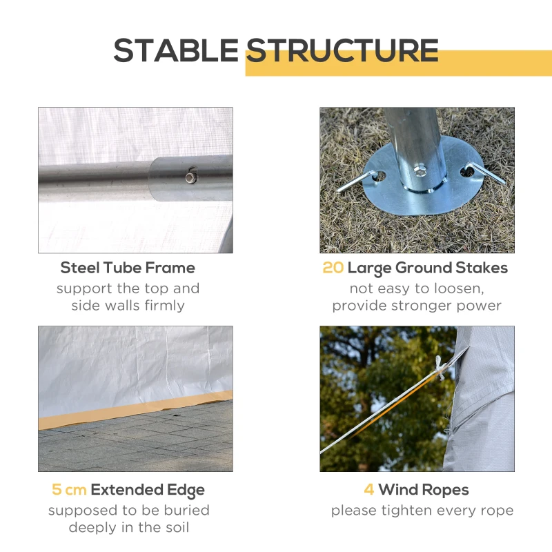 Outsunny Foisor pentru Exterior, Marchiza pentru Petreceri, Nunta si Cadru din Otel, 6 x 4 m