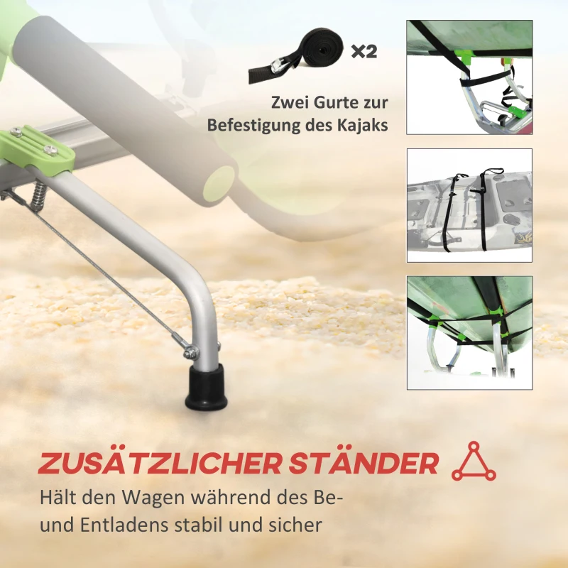 SPORTNOW Wózek do łodzi, regulowana szerokość, nośność do 100 kg, aluminium, czarno-zielony, 79 x 72,5 x 42 cm