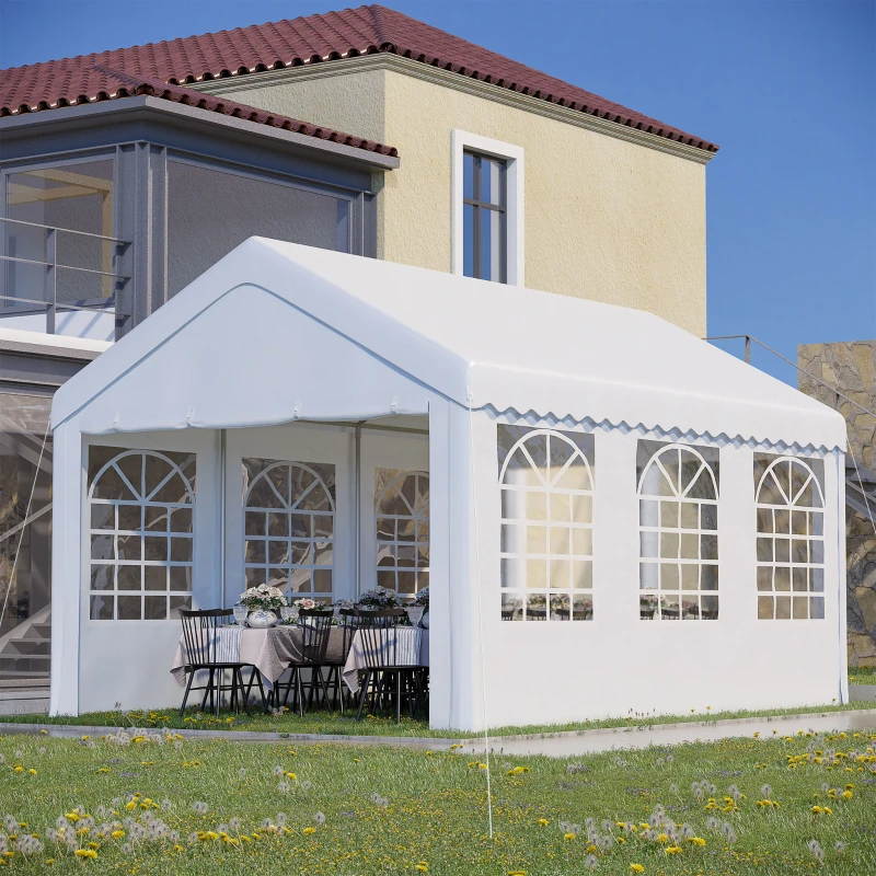 Outsunny Foisor pentru Exterior, Marchiza pentru Petreceri, Nunta si Cadru din Otel, 6 x 4 m