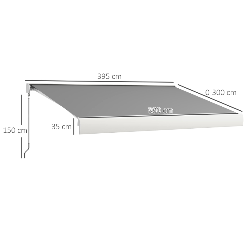 Outsunny Markiza, elektryczna/ręczna, w pełni kasetowa, pilot zdalnego sterowania, rama aluminiowa, 4 x 3 m, Jasnoszary