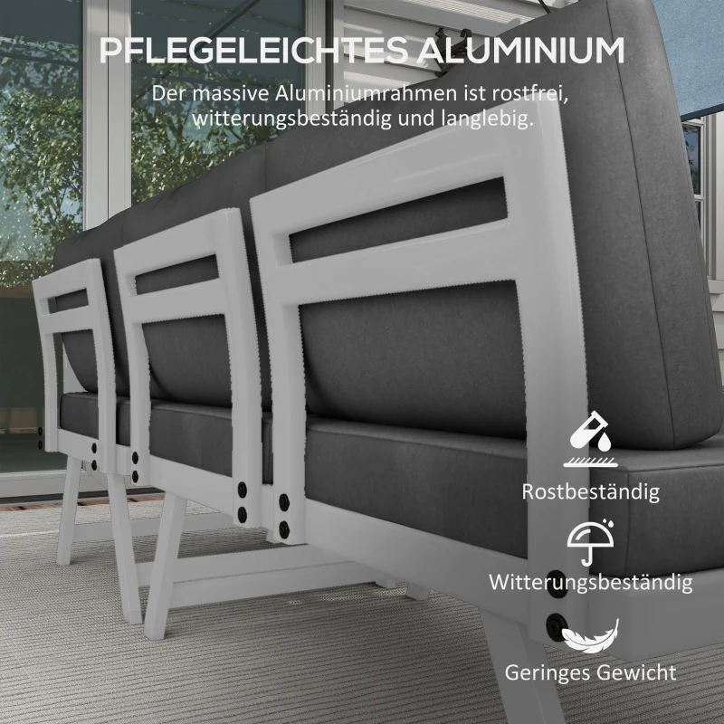Outsunny Zestaw mebli ogrodowych Loungemöbel-Set 4-częściowy, 115 cm x 61 cm x 65 cm, Szary + Biały