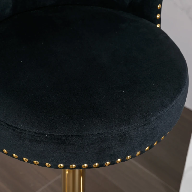 Ensemble de 2 tabourets de bar pivotants et réglables avec repose-pieds pour cuisine et salle à manger, Noir