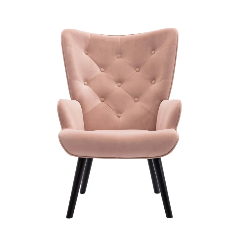 Fauteuil Relax Moderne capitonné pour Salon et Chambre à Coucher - Confort et Style en Velours, Rose