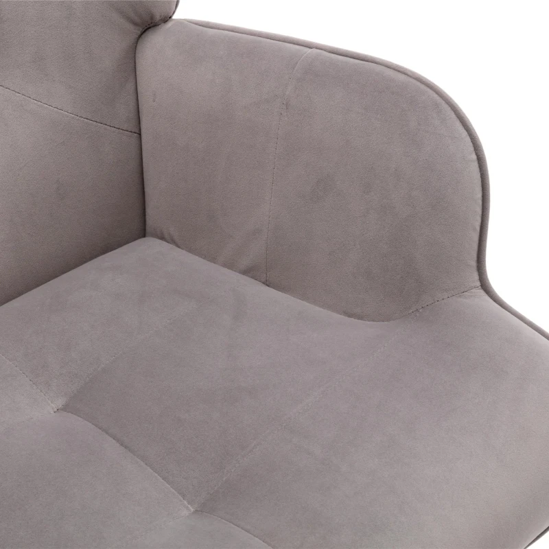 Fauteuil Relax Moderne capitonné pour Salon et Chambre à Coucher - Confort et Style en Velours, Gris