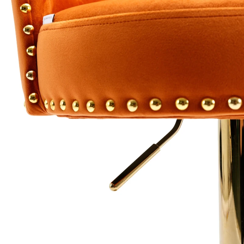 Ensemble de 2 tabourets de bar pivotants et réglables avec repose-pieds pour cuisine et salle à manger, Orange