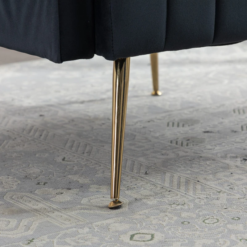 Fauteuil de Relaxation en tissu velours, Design Élégant et Moderne pour Salon et Séjour, Noir