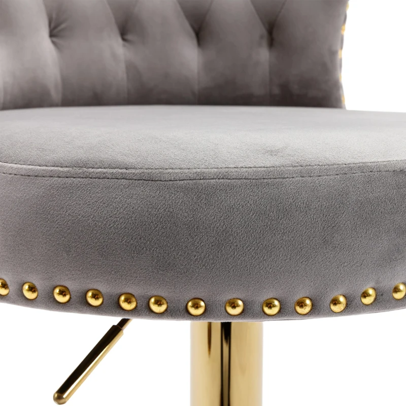 Ensemble de 2 tabourets de bar pivotants et réglables avec repose-pieds pour cuisine et salle à manger, Gris