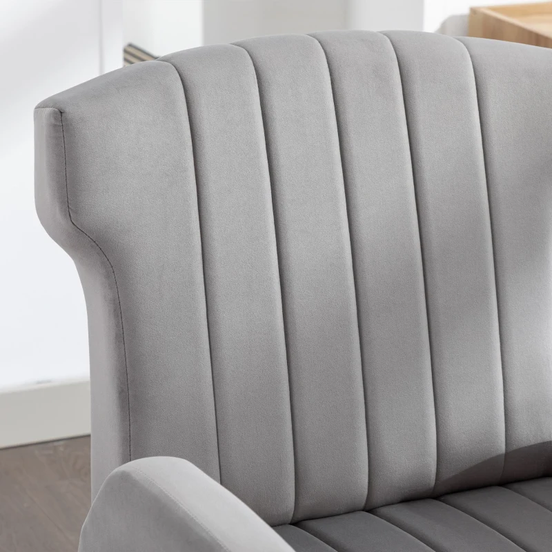 Fauteuil de Relaxation en tissu velours, Design Élégant et Moderne pour Salon et Séjour, Gris