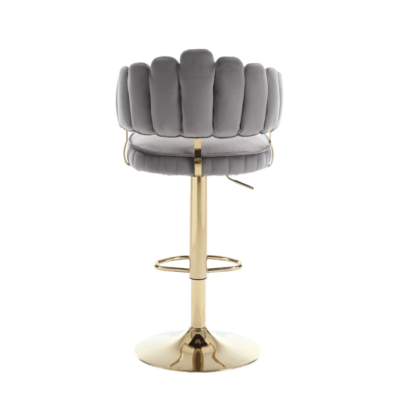 Set di 2 Sgabelli da Bar Girevoli e Regolabili in Altezza con Poggiapiedi, Stile Retro per Cucina e Sala da Pranzo, Grigio