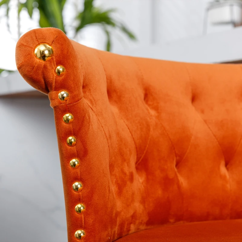 Ensemble de 2 tabourets de bar pivotants et réglables avec repose-pieds pour cuisine et salle à manger, Orange