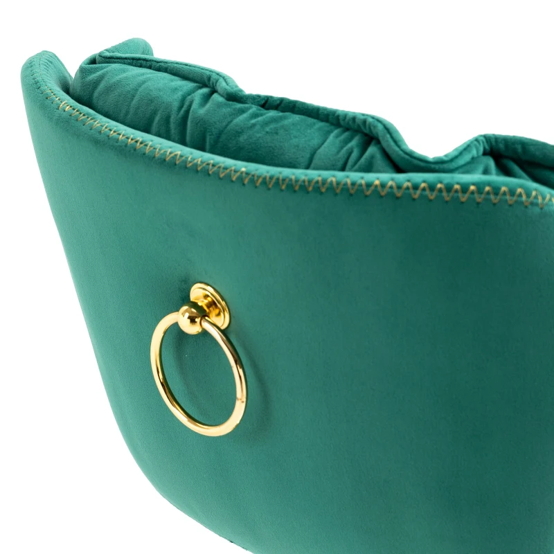 Set di 2 Sgabelli Regolabili girevoli da bar, con Poggiapiedi, in velluto per Cucina e Sala, Smeraldo