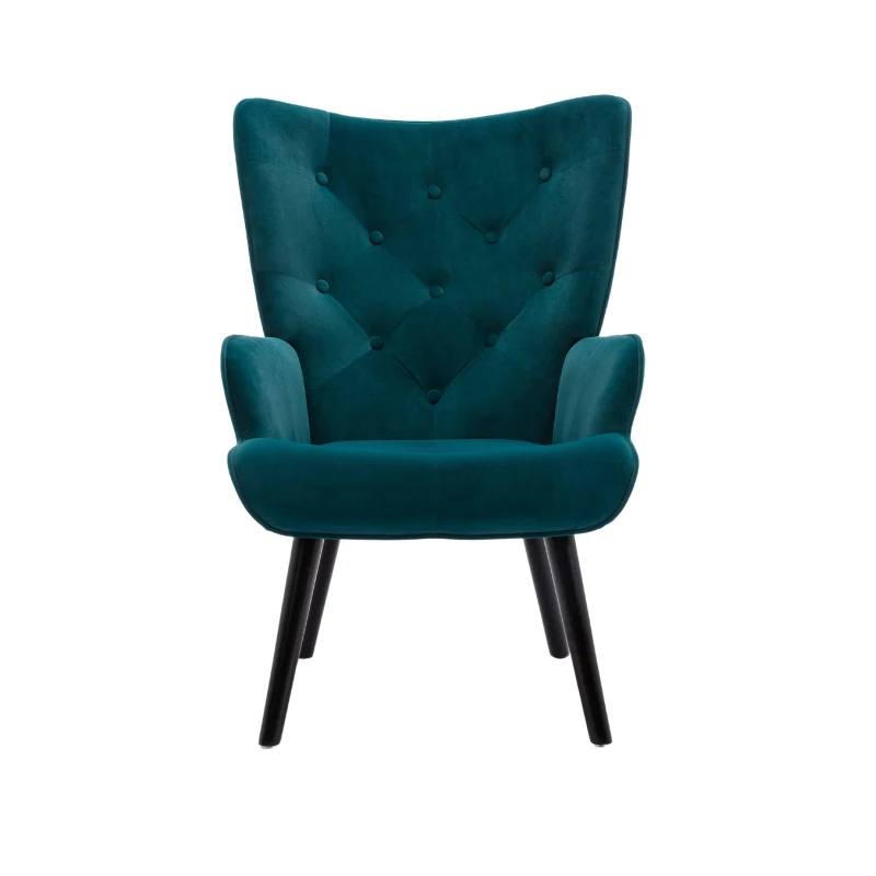 Fauteuil Relax Moderne capitonné pour Salon et Chambre à Coucher - Confort et Style en Velours, Bleu