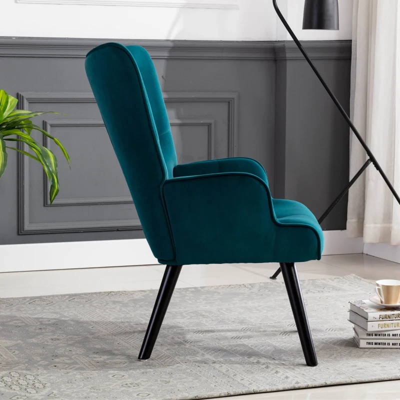 Fauteuil Relax Moderne capitonné pour Salon et Chambre à Coucher - Confort et Style en Velours, Bleu