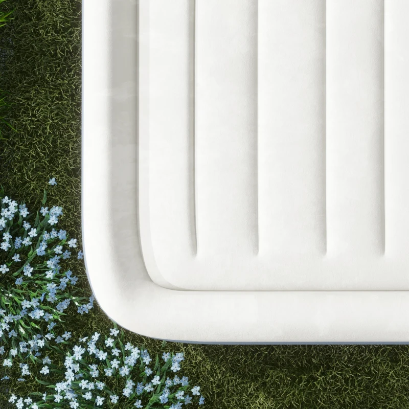 Outsunny Materac kempingowy dla 2 osób, dmuchany, z wbudowaną pompą, torbą na transport, 203 x 152 x 46 cm, Jasnoniebieski