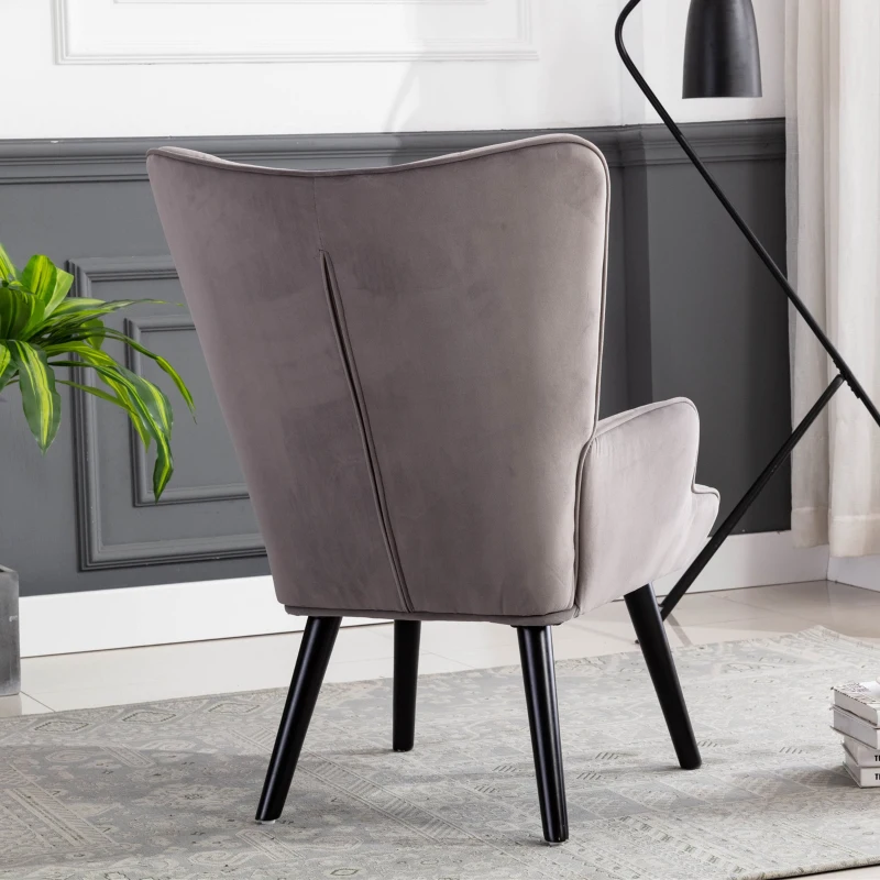 Fauteuil Relax Moderne capitonné pour Salon et Chambre à Coucher - Confort et Style en Velours, Gris