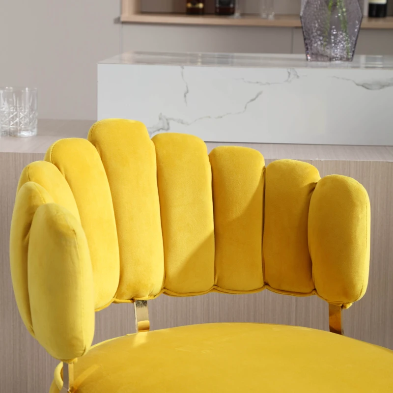 Set di 2 Sgabelli da Bar Girevoli e Regolabili in Altezza con Poggiapiedi, Stile Retro per Cucina e Sala da Pranzo, Giallo Senape