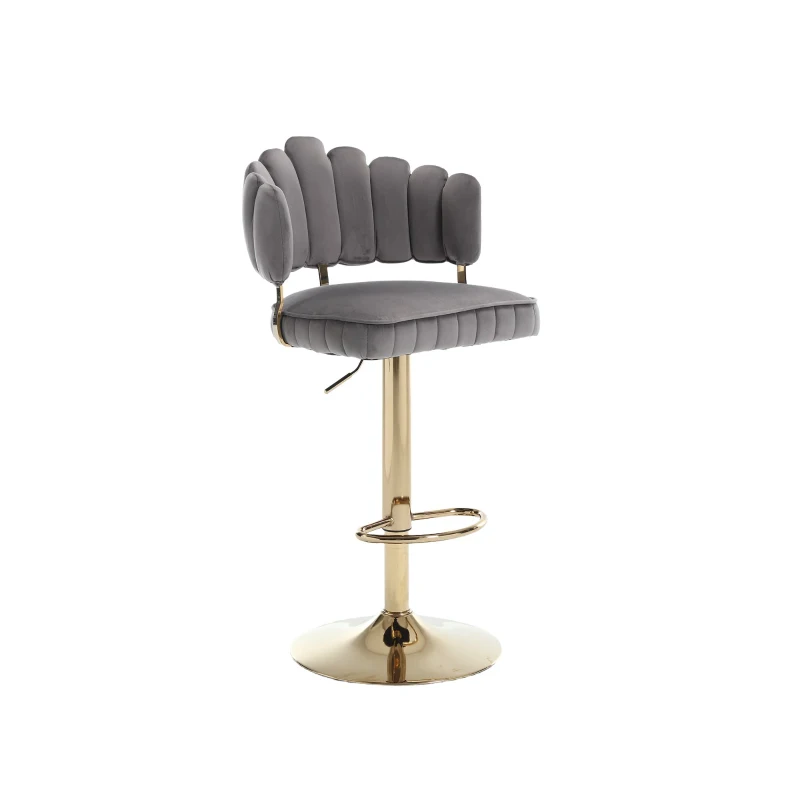 Set di 2 Sgabelli da Bar Girevoli e Regolabili in Altezza con Poggiapiedi, Stile Retro per Cucina e Sala da Pranzo, Grigio