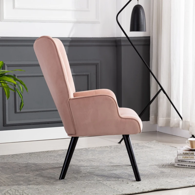 Fauteuil Relax Moderne capitonné pour Salon et Chambre à Coucher - Confort et Style en Velours, Rose