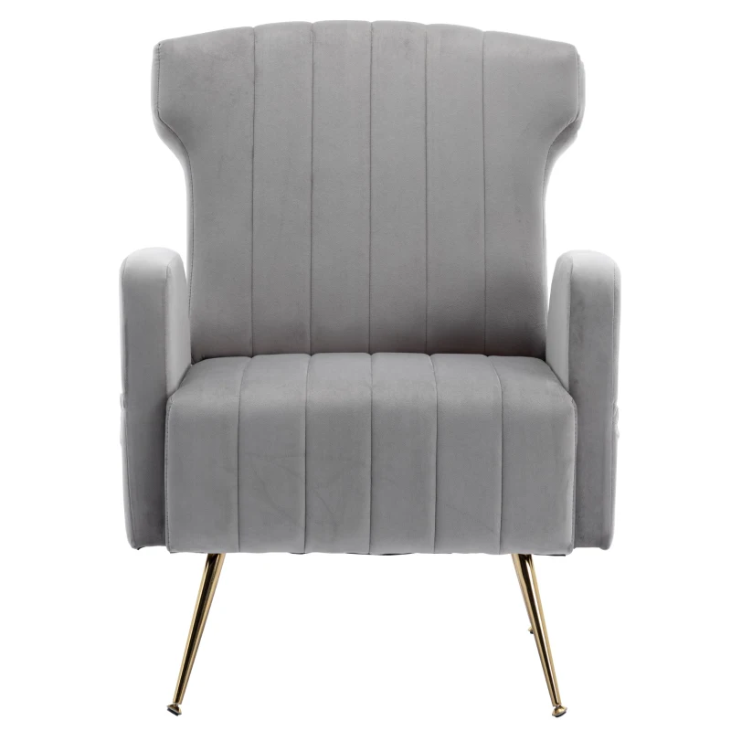 Fauteuil de Relaxation en tissu velours, Design Élégant et Moderne pour Salon et Séjour, Gris