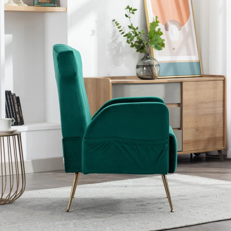 Poltrona da Relax con Piedi Dorati, Design Elegante e Modernoper Soggiorno e Salotto, Smeraldo
