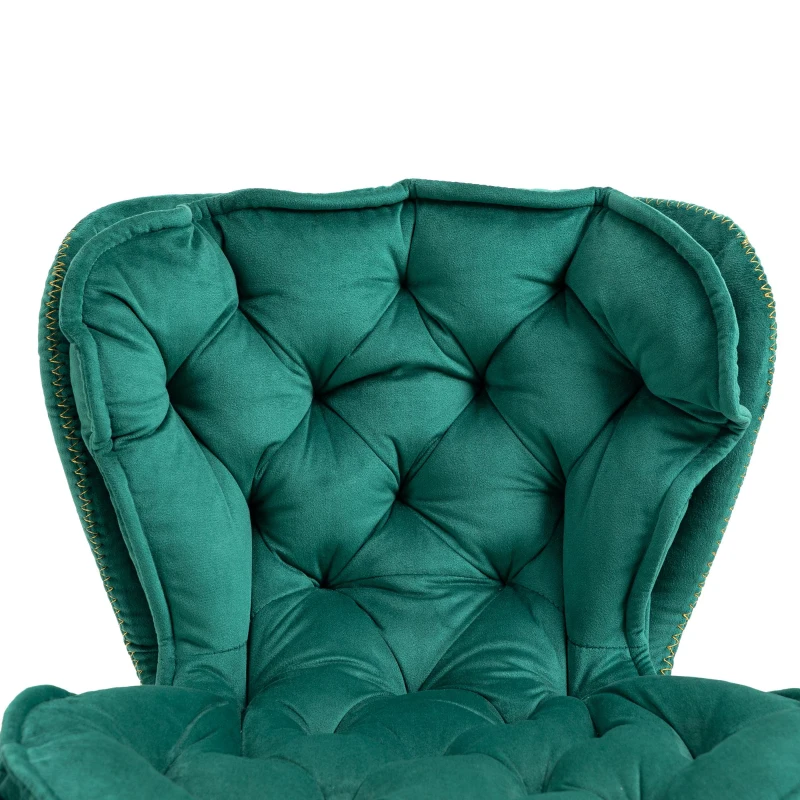 Set di 2 Sgabelli Regolabili girevoli da bar, con Poggiapiedi, in velluto per Cucina e Sala, Smeraldo